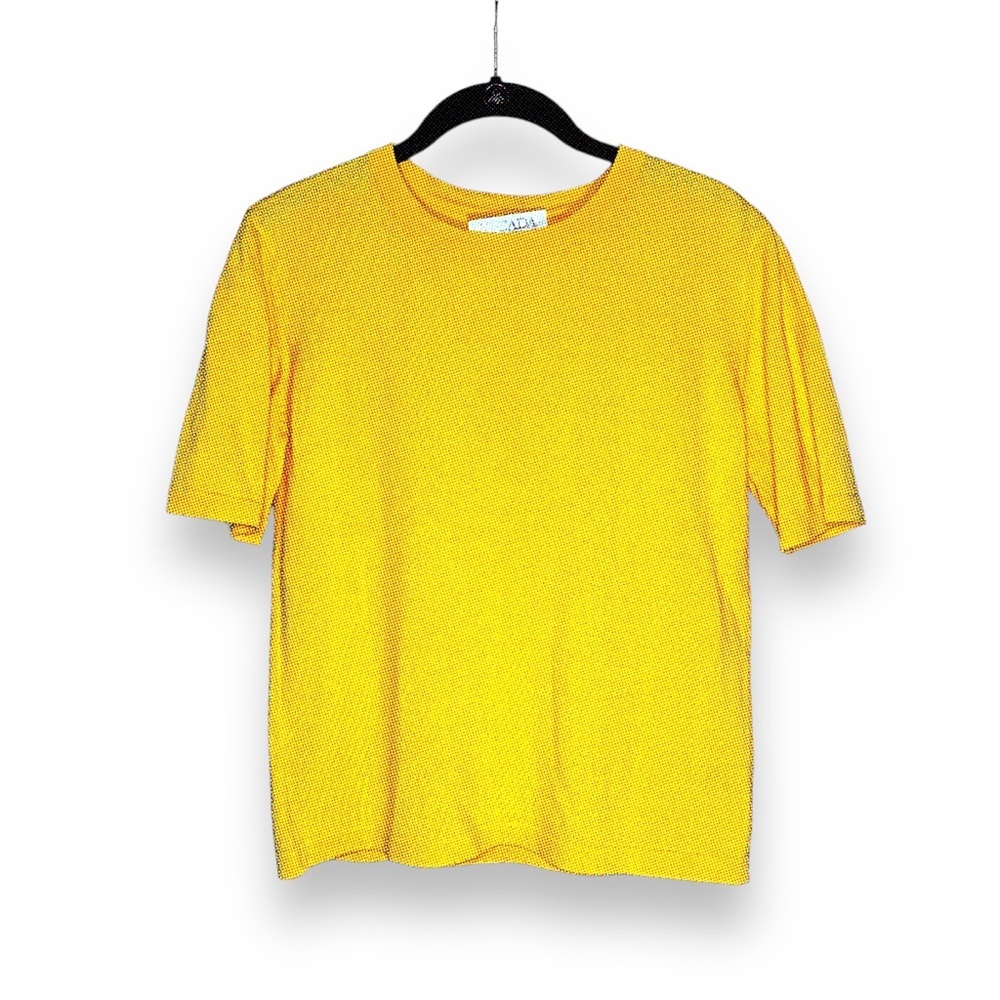 Vintage Escada Yellow Wool Knit Short Sleeve Crewneck Sweater EU38 Medium